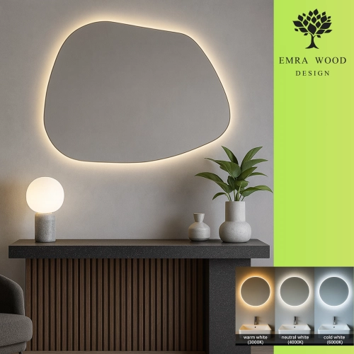 Lustro o organicznym kształcie z podświetleniem - BAZALT LED